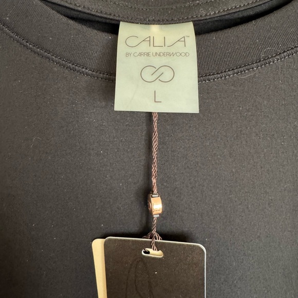 Calia LARGE Activewear Shirt Ruched Long Sleeve Black-NWT - Picture 2 of 9